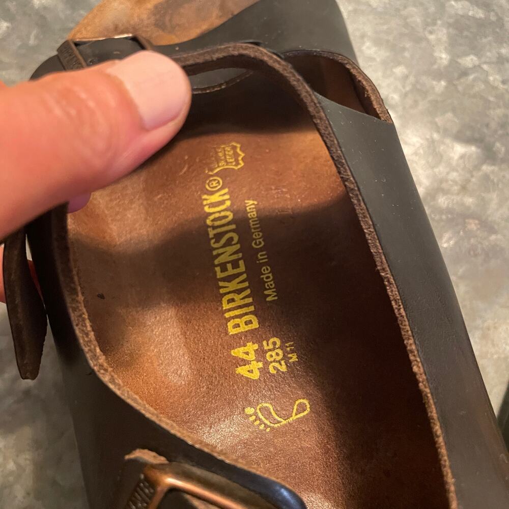 Birkenstock Milano Oiled Leather Sandals Mens 44 US 11 11.5 Black Dark Brown - Picture 12 of 12